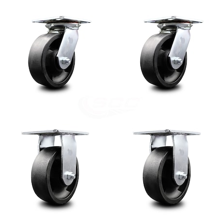 Service Caster 6 Inch Glass Filled Nylon Caster Set with Ball Bearings 2 Swivel 2 Rigid SCC SCC-35S620-GFNB-2-R-2